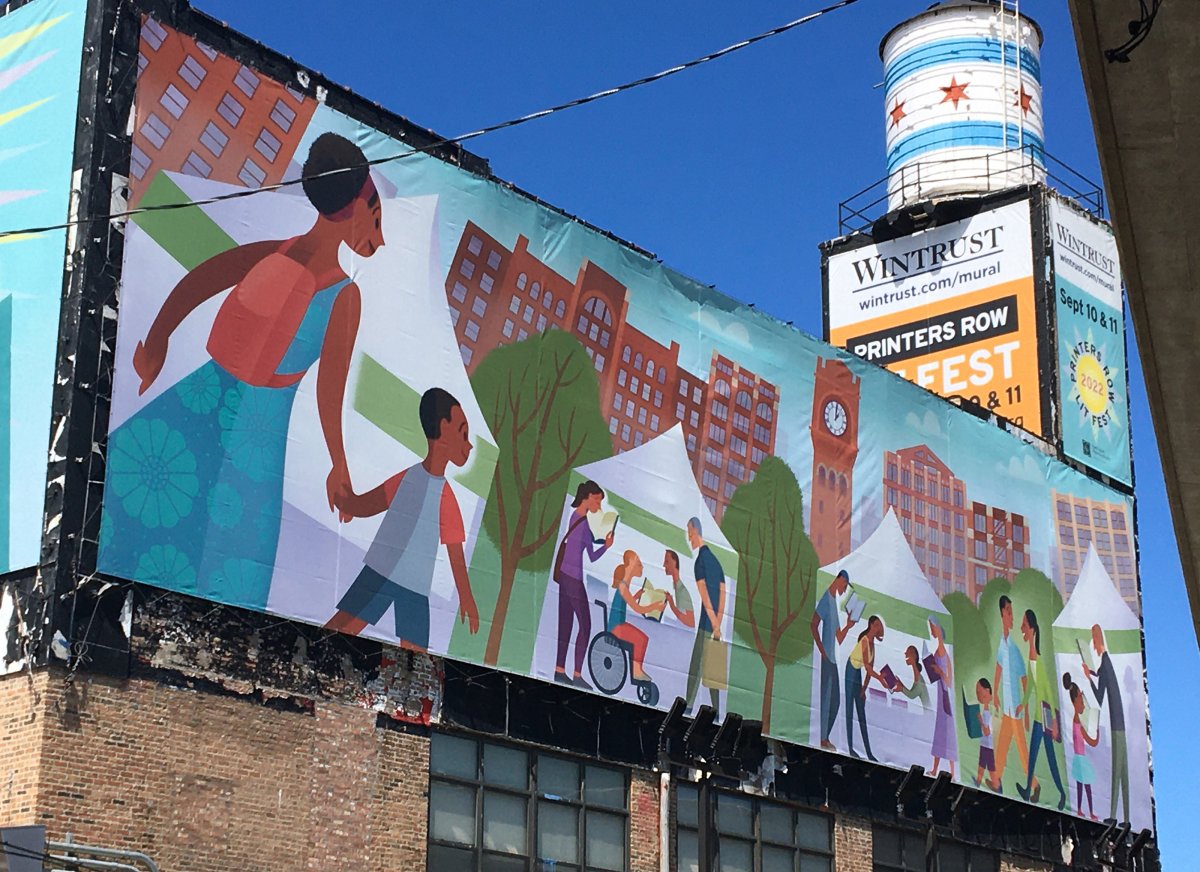 2022 Printer's Row Lit Fest Wintrust Mural Studio Lynd